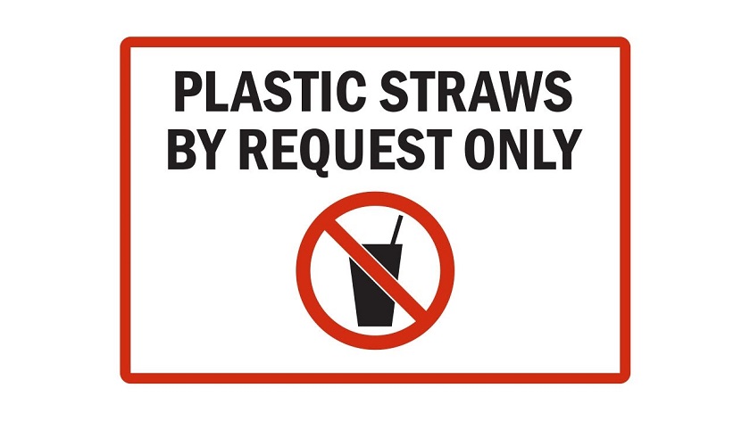 PLASTIC STRAWS AVAILABLE UPON REQUEST SIGN